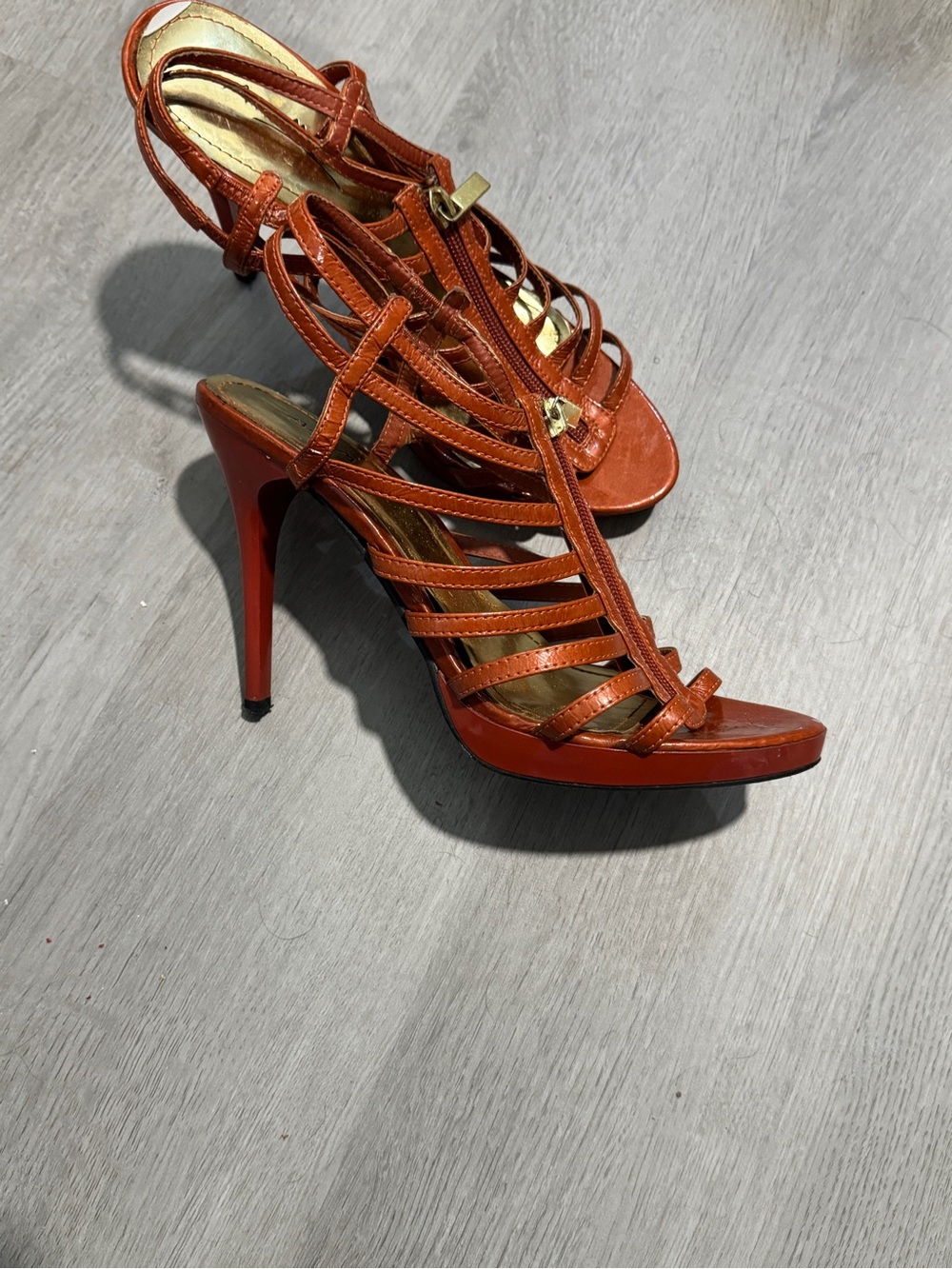 Ann Michell Orange Strappy Stiletto Sandals
